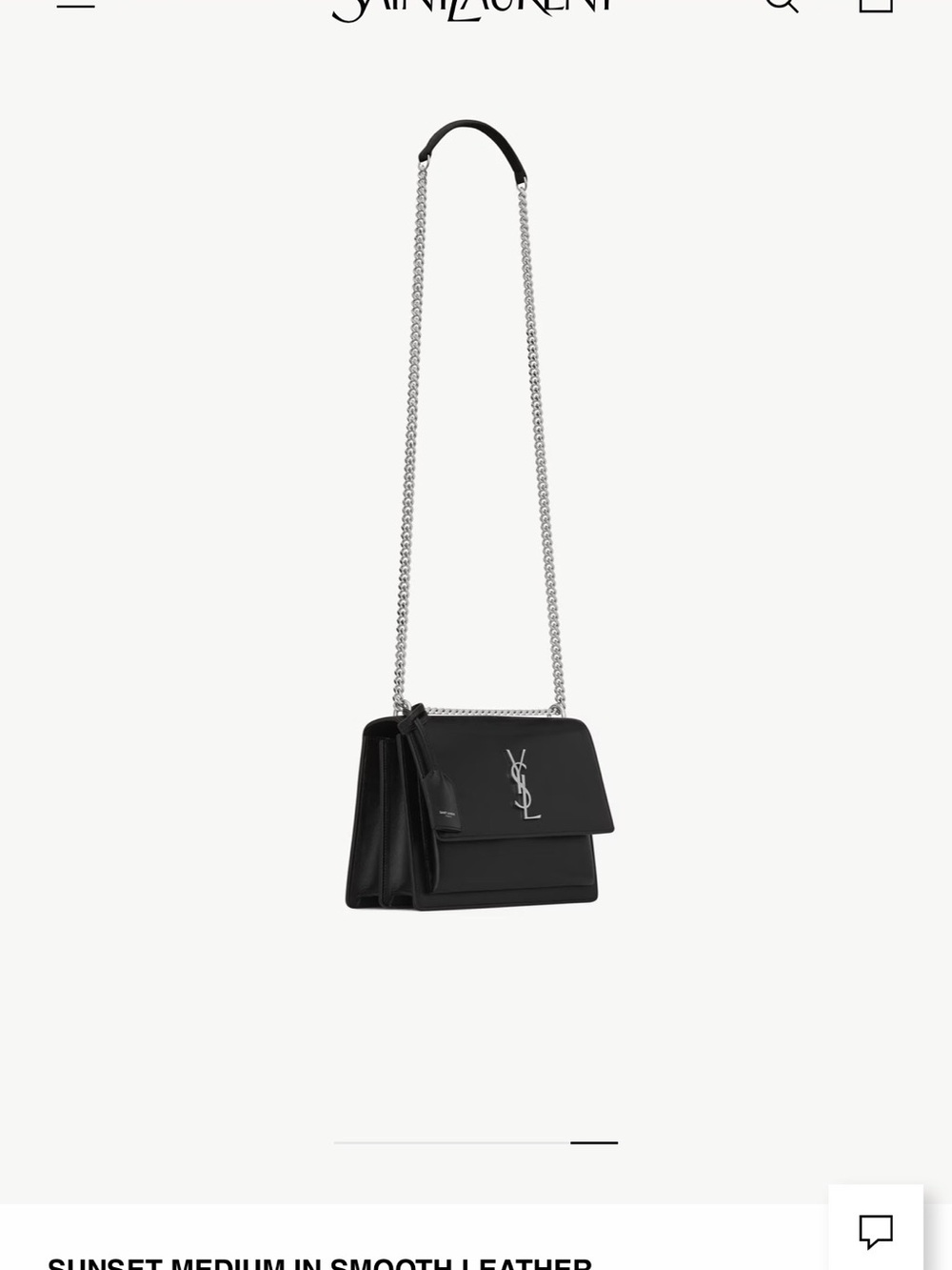 Yves Saint Laurent Black Leather Shoulder Bag. SUNSET MEDIUM IN SMOOTH LEATHER